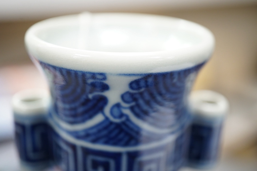 A Chinese blue and white arrow vase, Qianlong mark and of the period (1736-95)